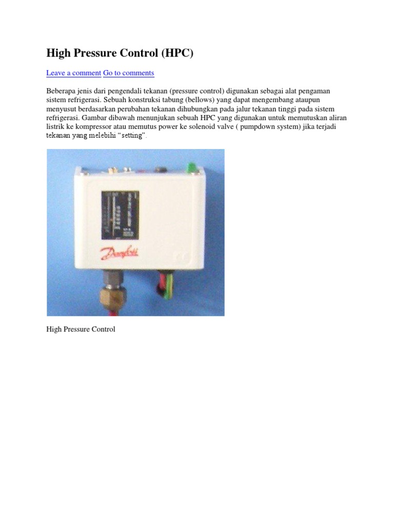 High Pressure Control | PDF
