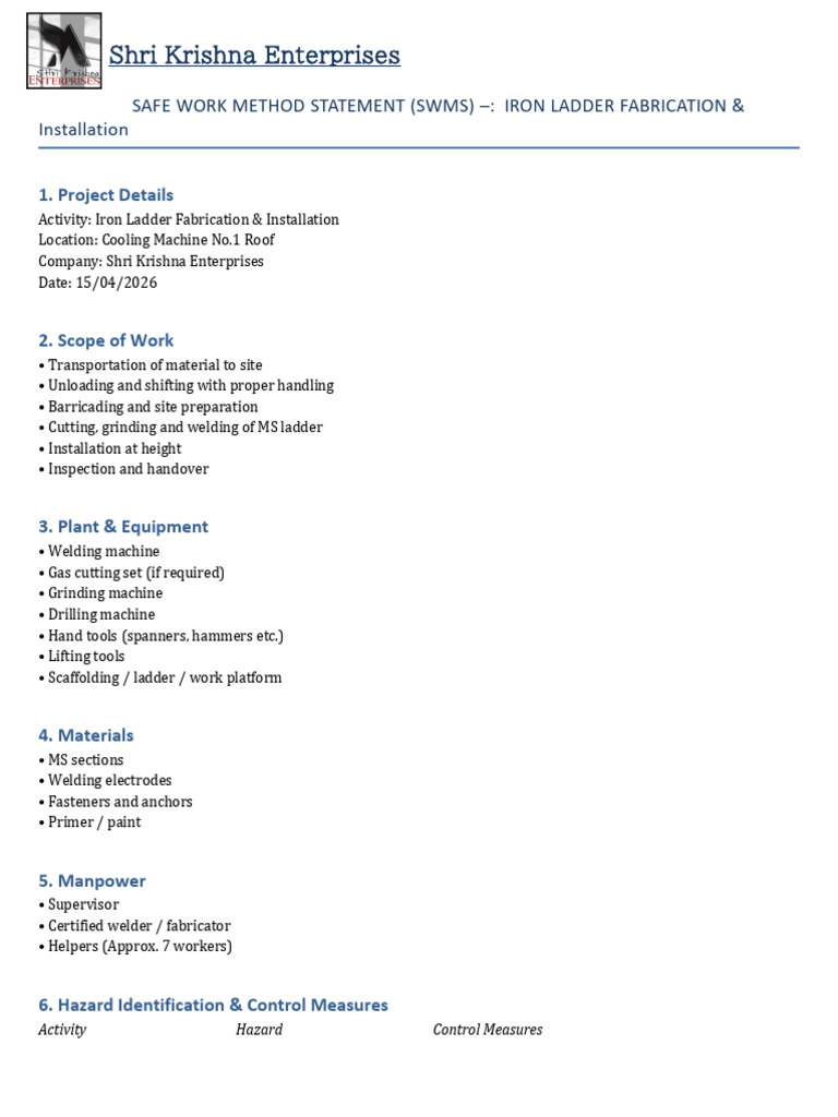 SWMS Ladder | PDF