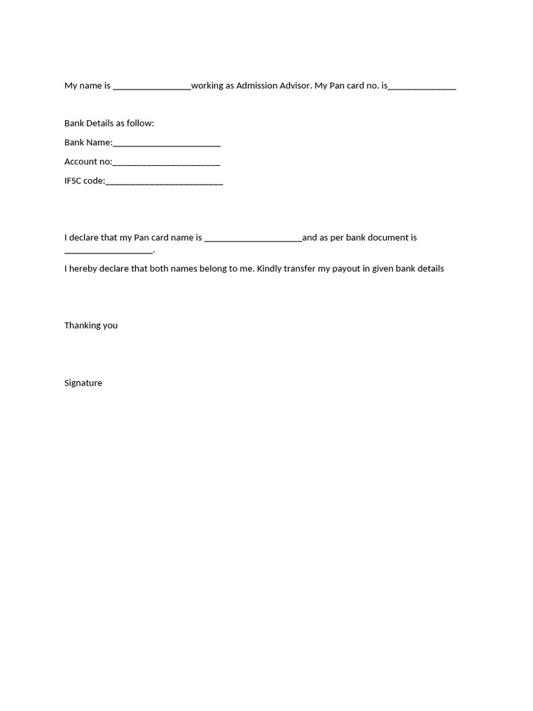 Declaration Format - Copy | PDF