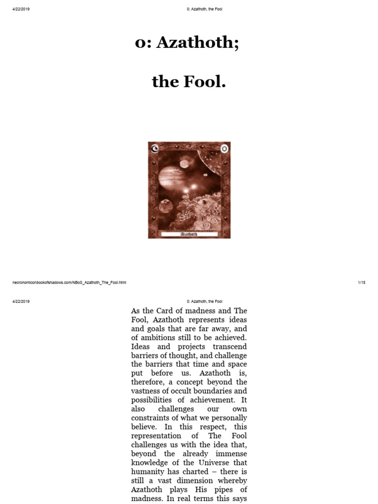 0 Azathoth, The Fool (Lib.wildla.in) | PDF | Spirituality