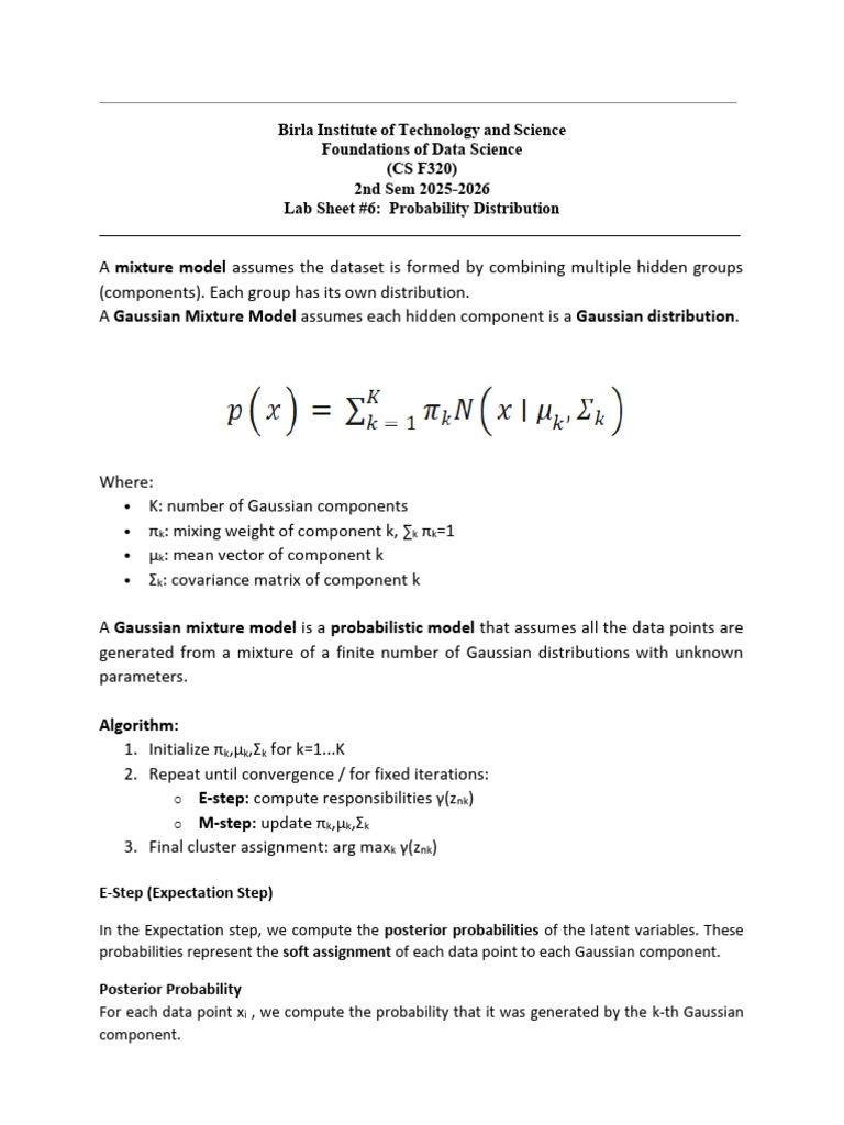 Lab Sheet GMM | PDF | Statistical Theory | Probability