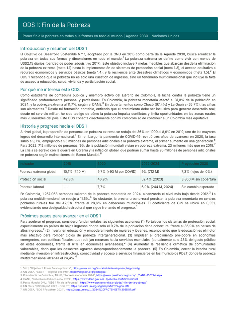 ODS1 Fin de La Pobreza | PDF | Pobreza | Pobreza e indigencia