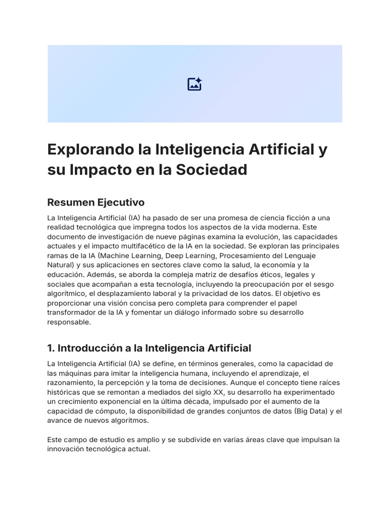 Explorando la Inteligencia Artificial y su Impacto en la Sociedad | PDF ...
