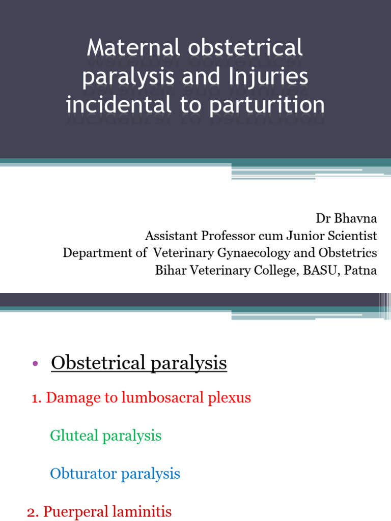 Dr Bhavnas Lect 7 Maternal Obstetrical Paralysis and Injuries ...