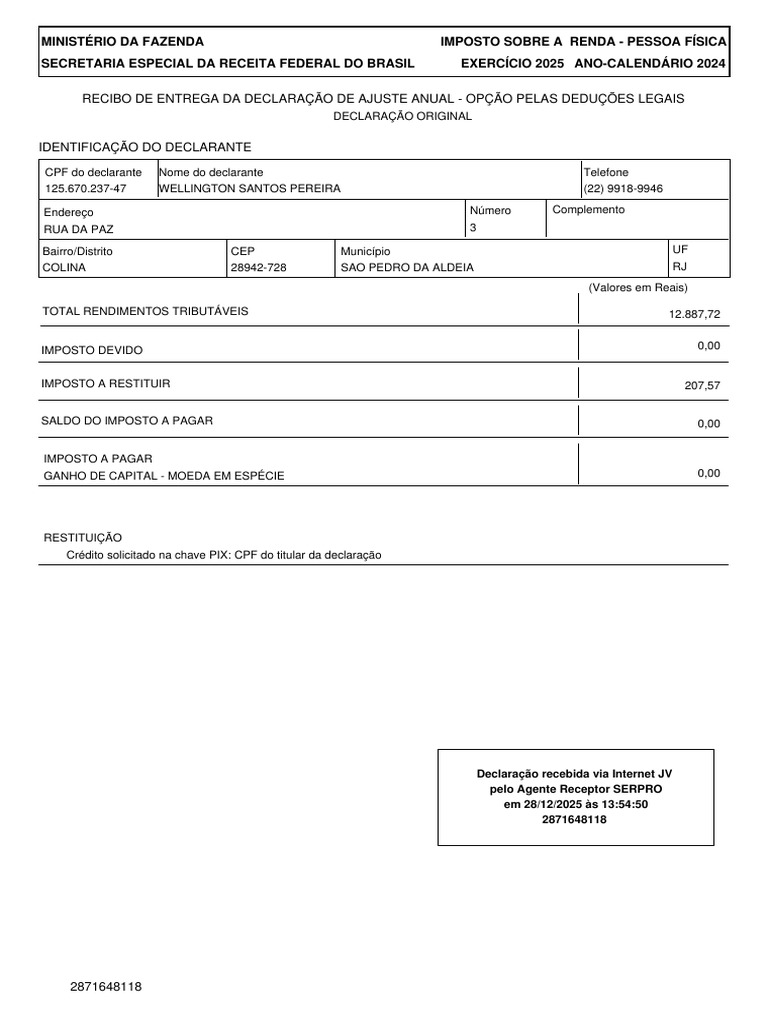 Irpf A 2025 2024 Rec | PDF | Imposto de Renda | Impostos