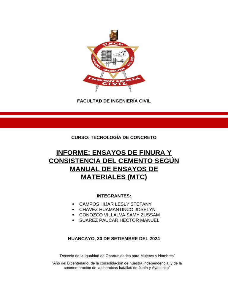 Finura y Consistencia Del Cemento | PDF | Hormigón | Cemento
