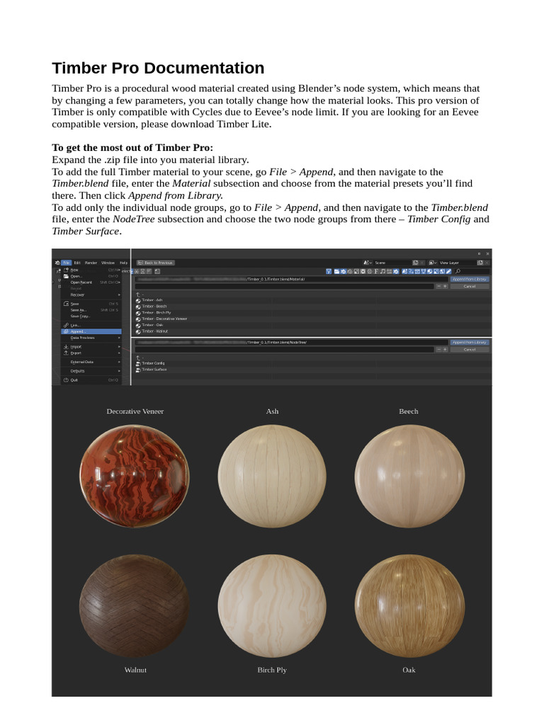 Timber Pro Instructions | PDF | Blender (Software) | Texture Mapping