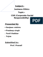 Subject:-Business Ethics Topic: - CSR (Corporate Social Responsibility)