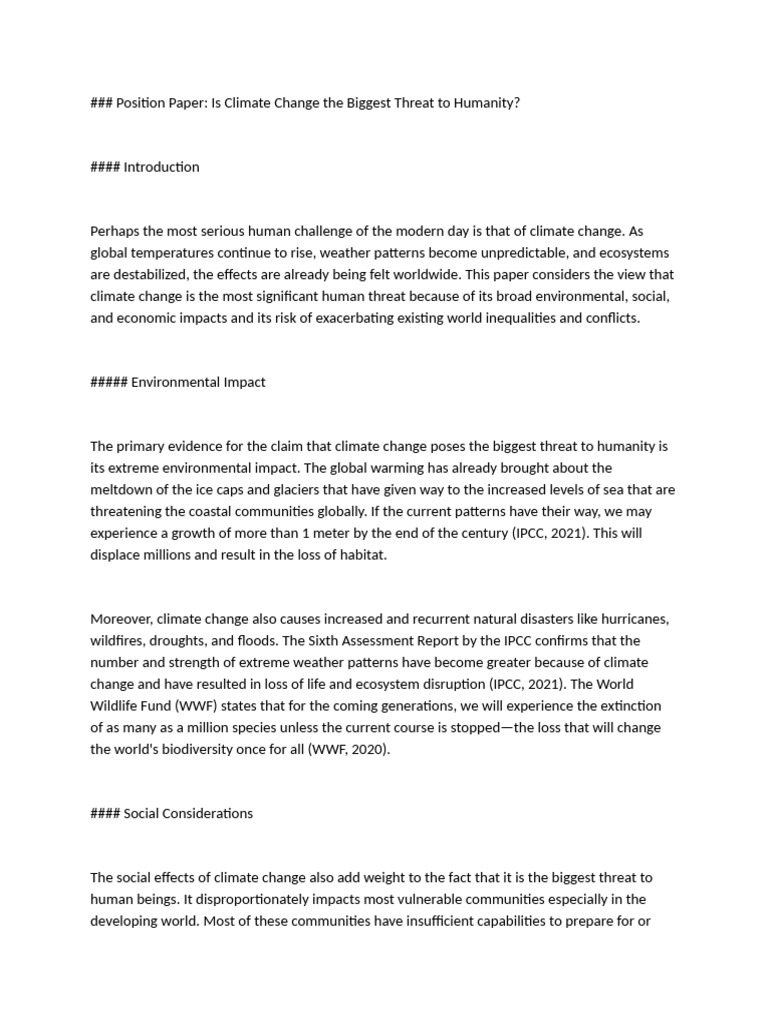 Position Paper | PDF | Climate Change | Climate