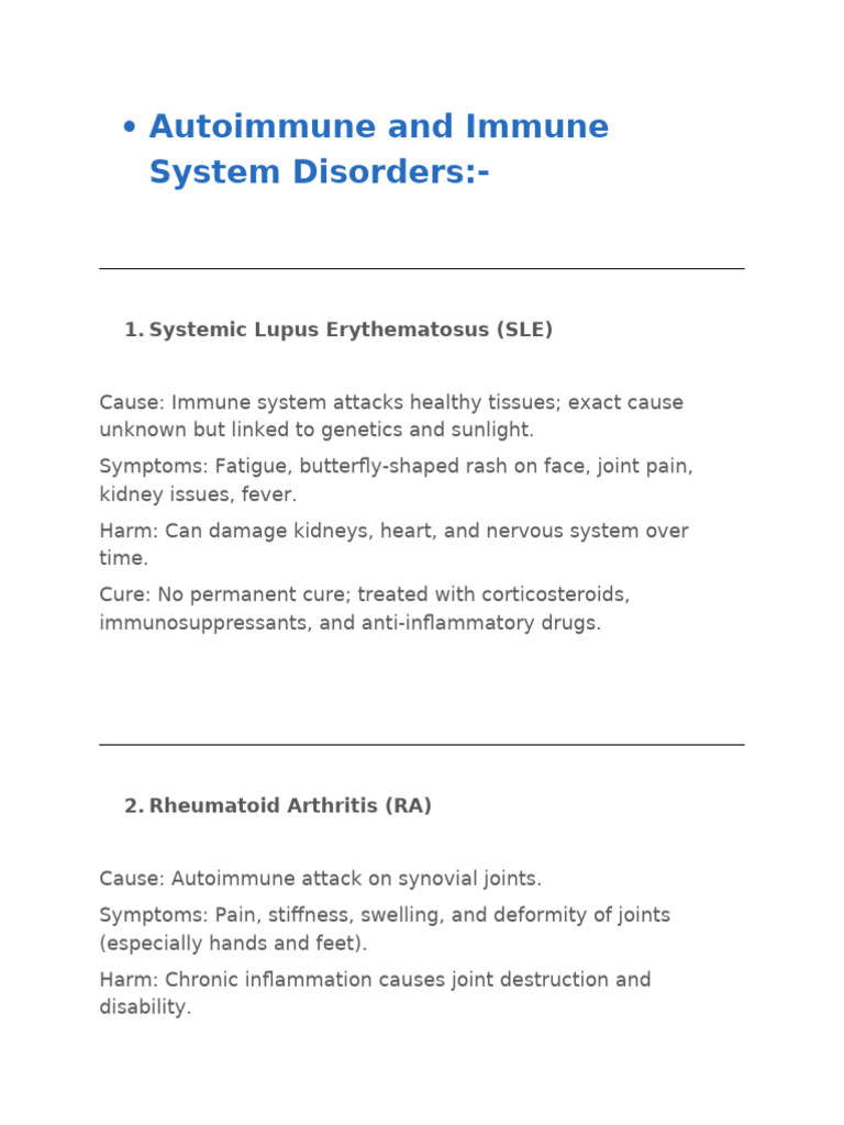 Autoimmune and Immune System Disorders | PDF | Autoimmune Disease ...