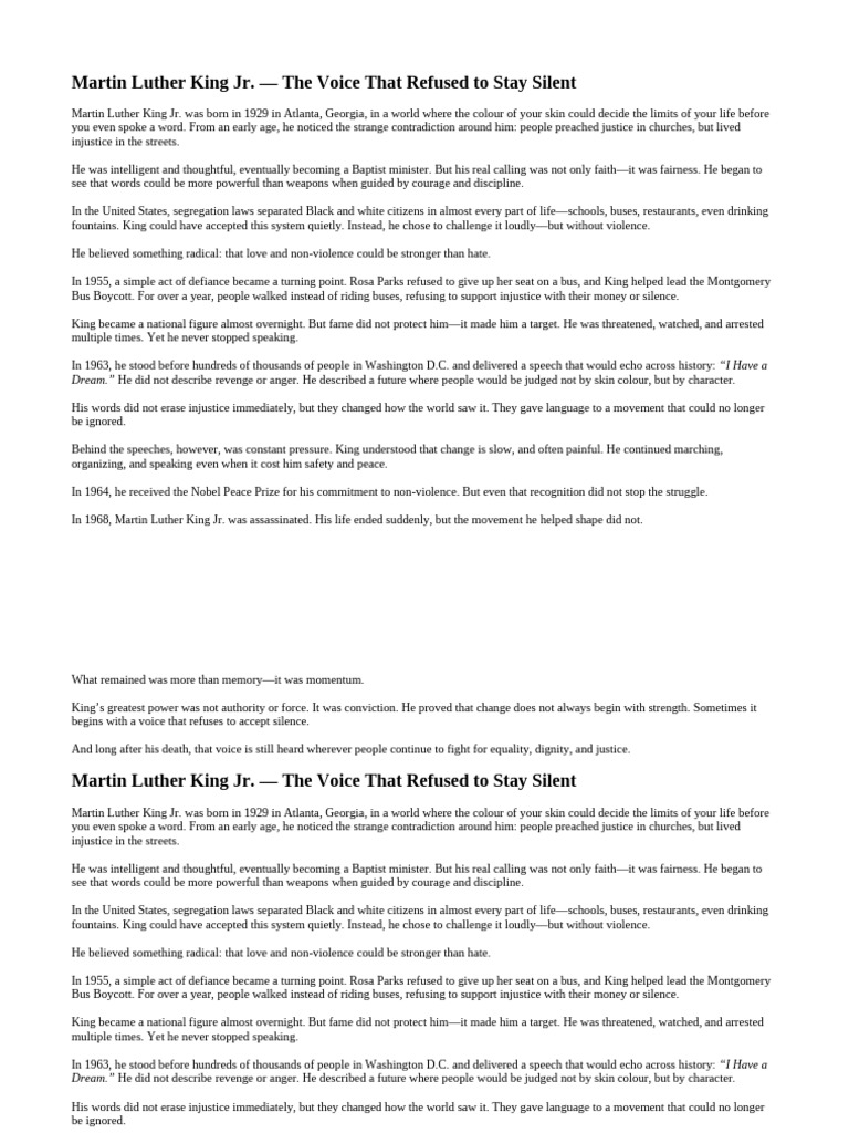 Martin Luther King | PDF | Martin Luther King Jr. | Rosa Parks