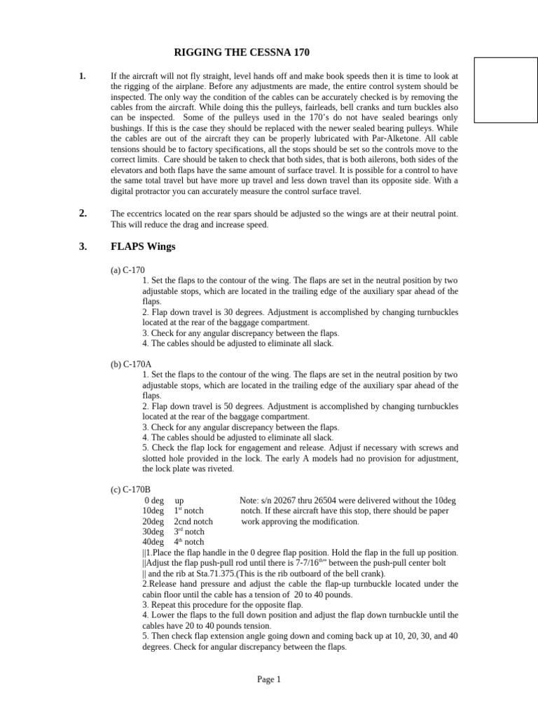 Rigging The Cessna 170 | PDF | Flight Control Surfaces | Flap (Aeronautics)