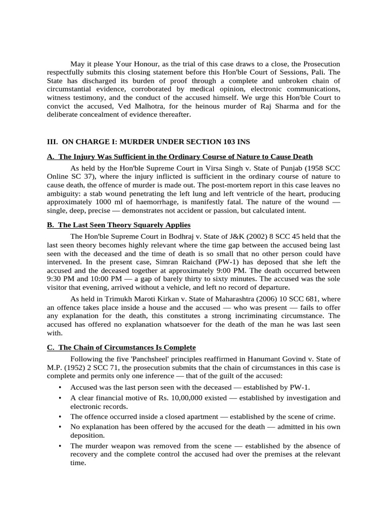 Closing Statements Prosecution and Defence | PDF | Circumstantial ...