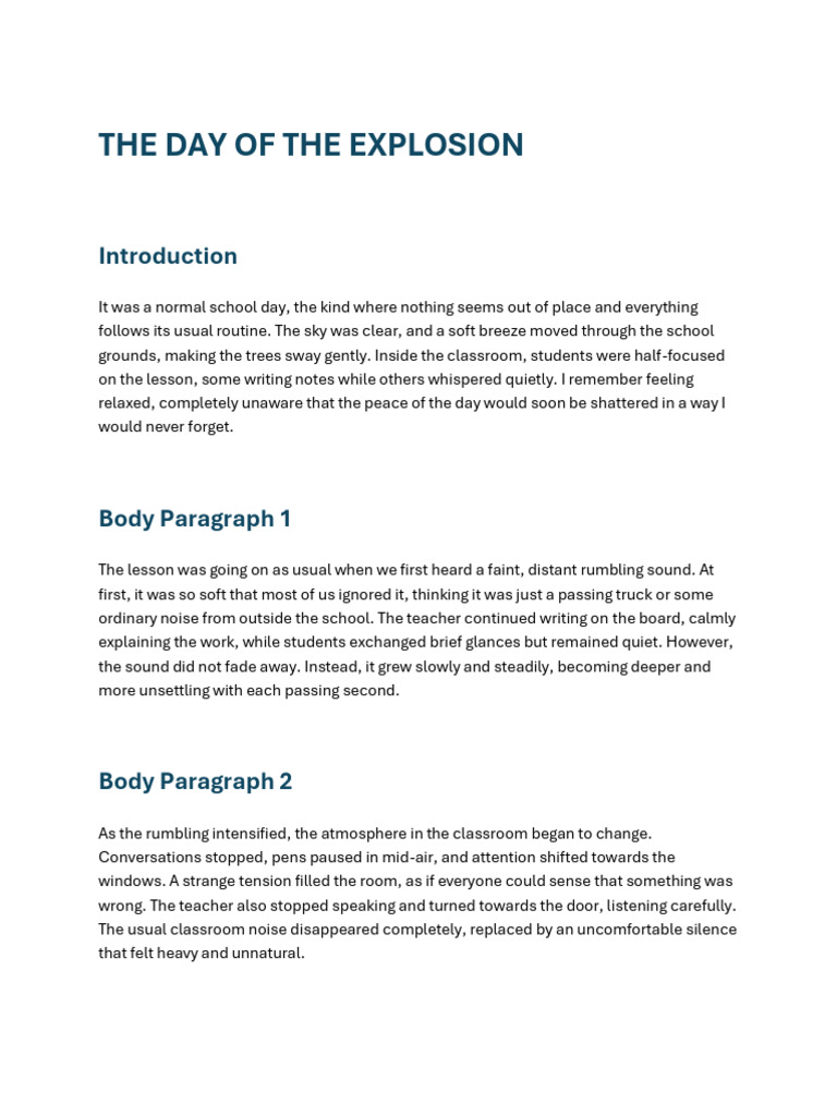 The day of the explosion | PDF | Classroom
