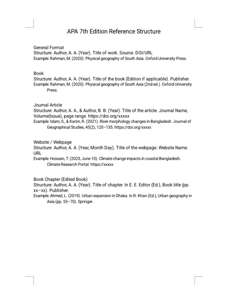 APA 7 Reference Structure | PDF