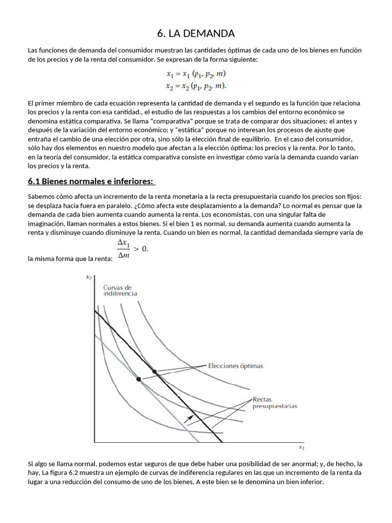 CAP6° La Demanda, Teoria de Precios 2 | PDF | Curva de demanda | Oferta ...