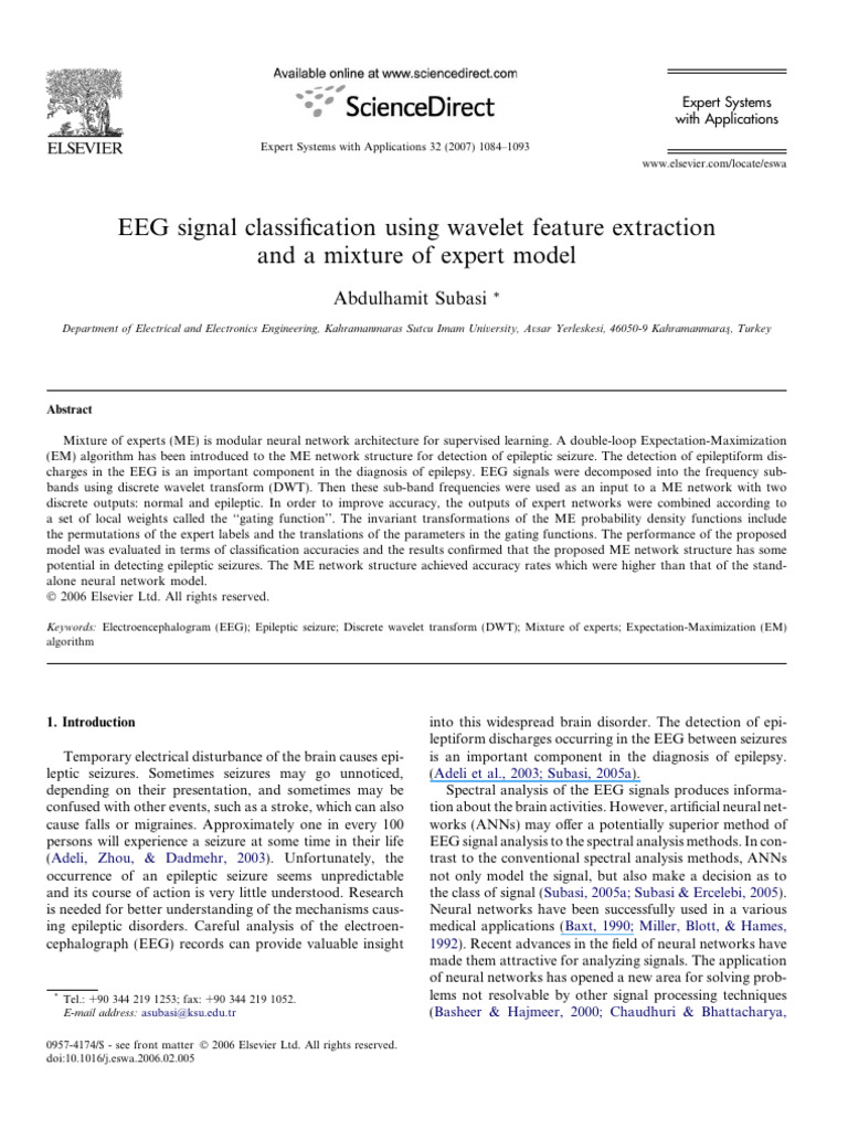 EEG Signal Classification Using Wavelet | PDF | Wavelet ...