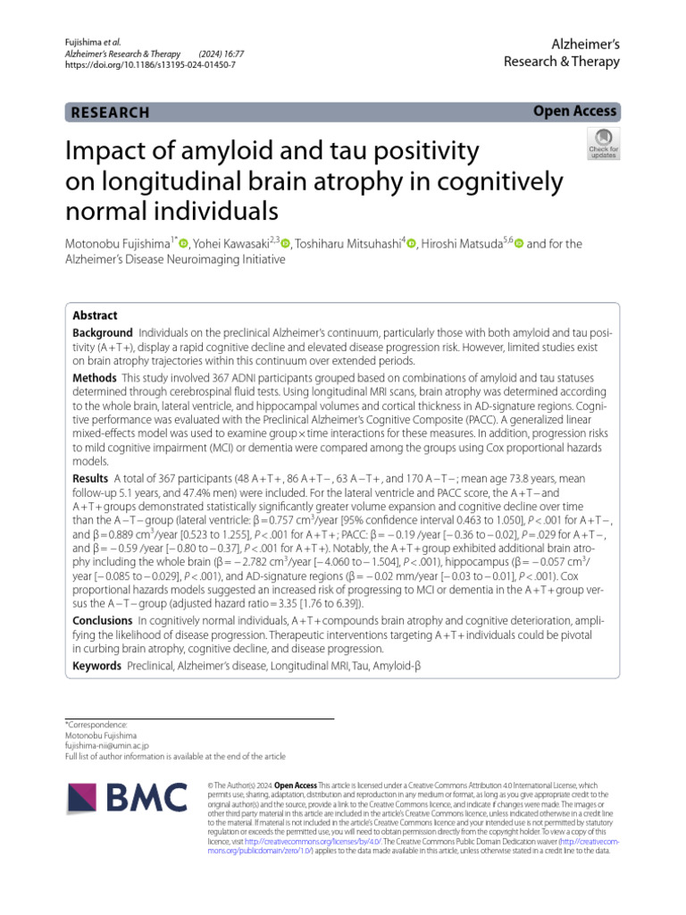 5 Quinta Presentacion Impact of Amyloid and Tau Positivity | PDF ...