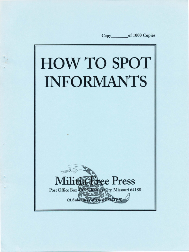 How To Spot Informants | PDF | Covert Operation | Entrapment