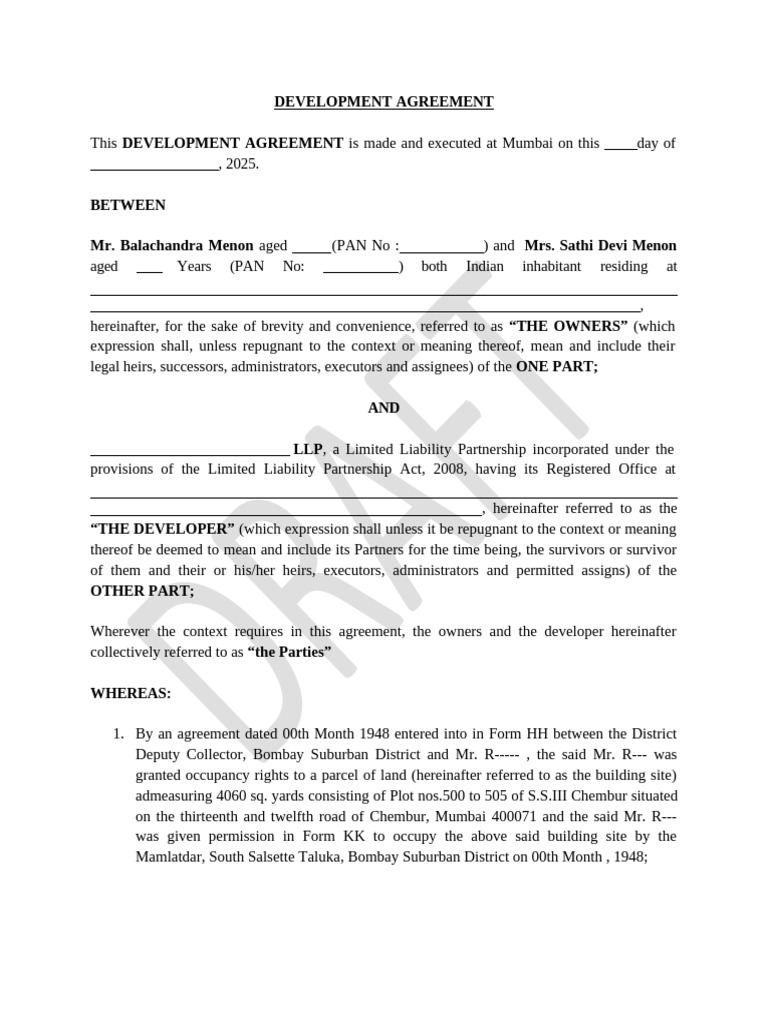 Draft Development Agreement for Discussion | PDF | Taxes | Indemnity