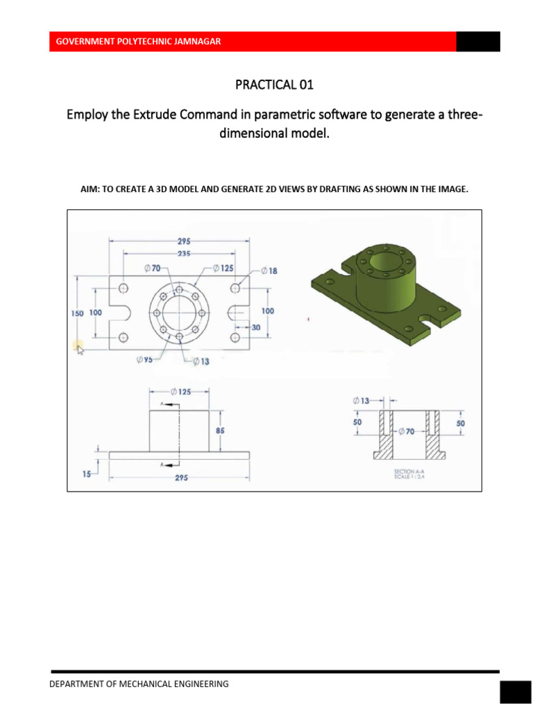 Cad Pract 1 2 3 4 S 2026 | PDF | Mechanical Engineering | 3 D Computer ...