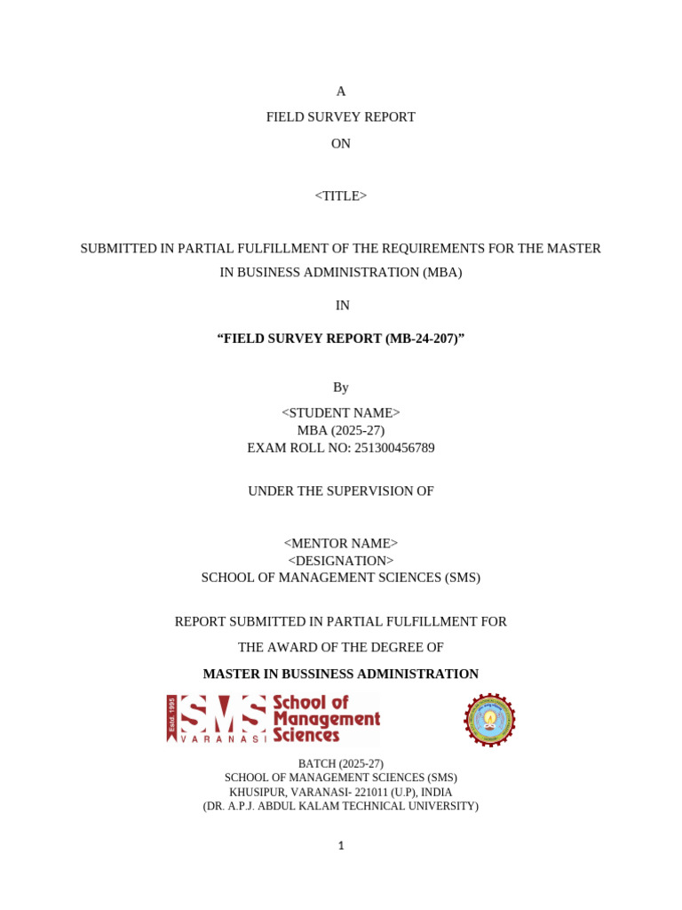 Field Survey Report Format | PDF | Survey Methodology | Data