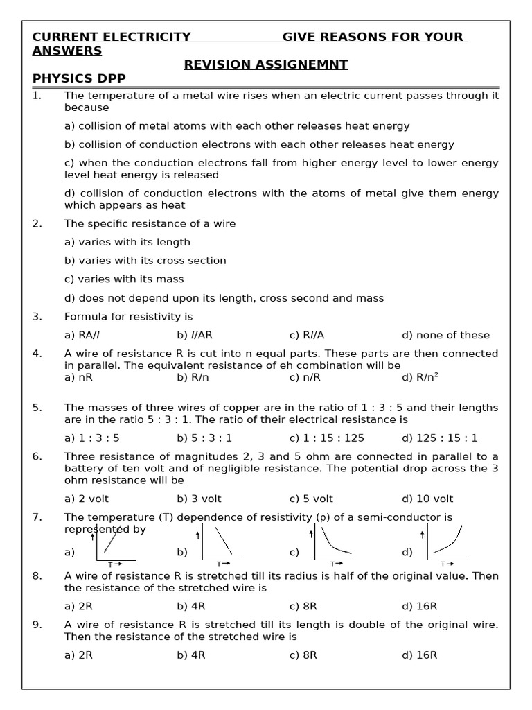 CURRENT ELECTRICITY | PDF | Electrical Resistance And Conductance ...