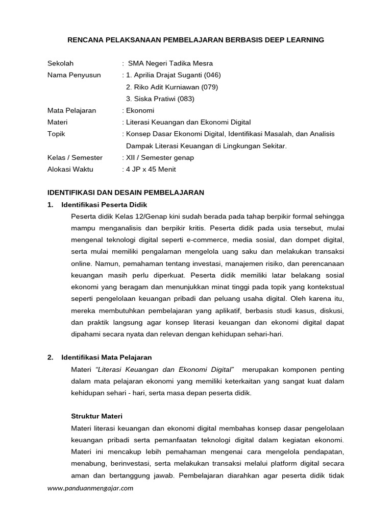 Fomat RPP Deep Learning | PDF