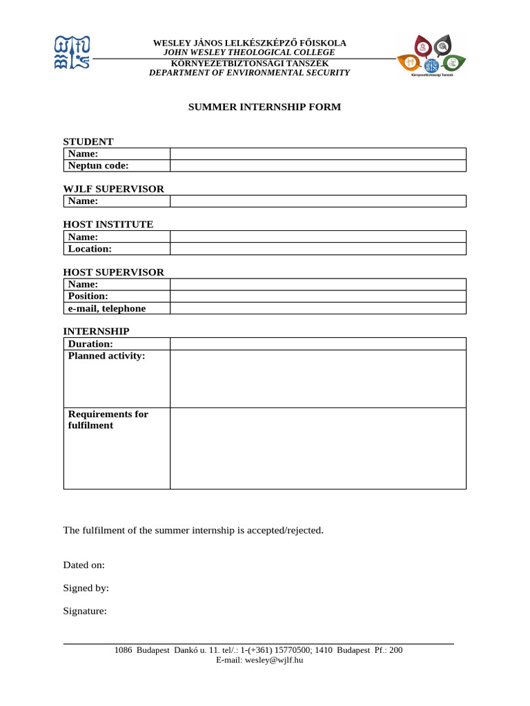 Summer Internship Template | PDF
