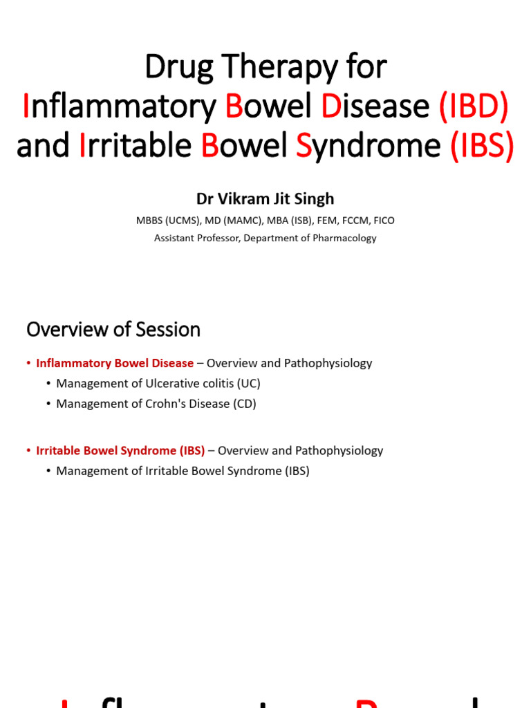 Lecture 15. Drug Therapy for IBD + IBS - PDF | PDF | Irritable Bowel ...
