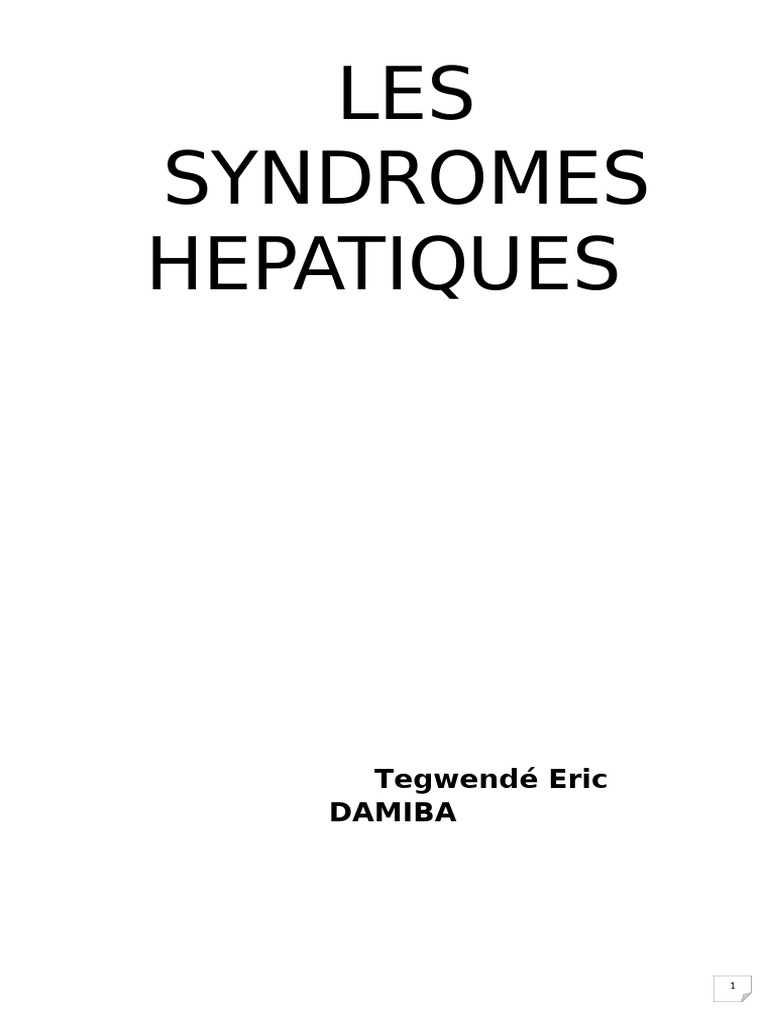 Les Syndromes Hépatiques 2026 Finale | PDF | Foie | Transaminase