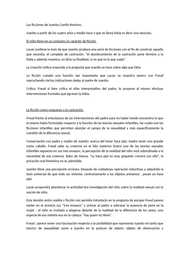 Las Ficciones de Juanito Camilo Ramirez | PDF | Jacques Lacan | Realidad