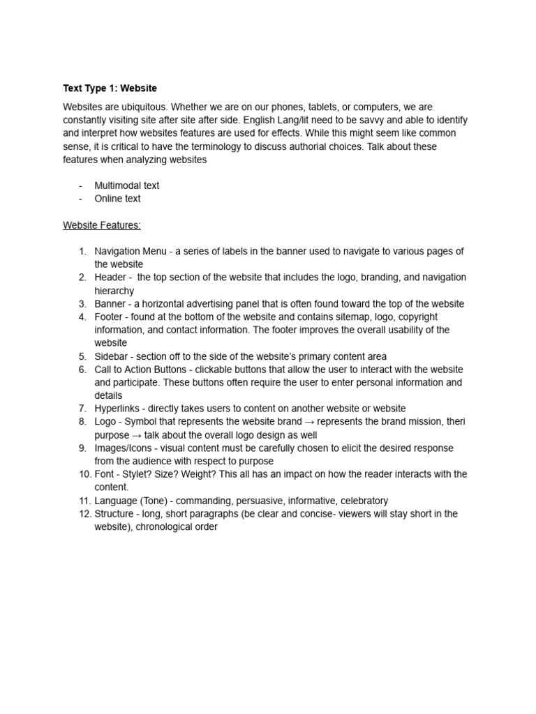 Paper 1 - Text Types | PDF | Comics | Websites