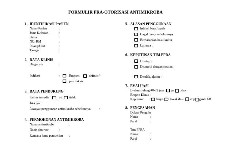 Form Pra Otorisasi | PDF