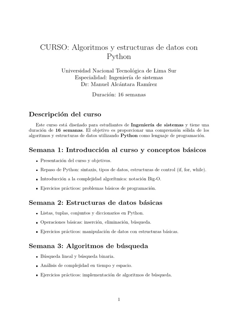 Contenido de Algoritmos y Estructura de Datos (1)[1] | PDF | Python ...