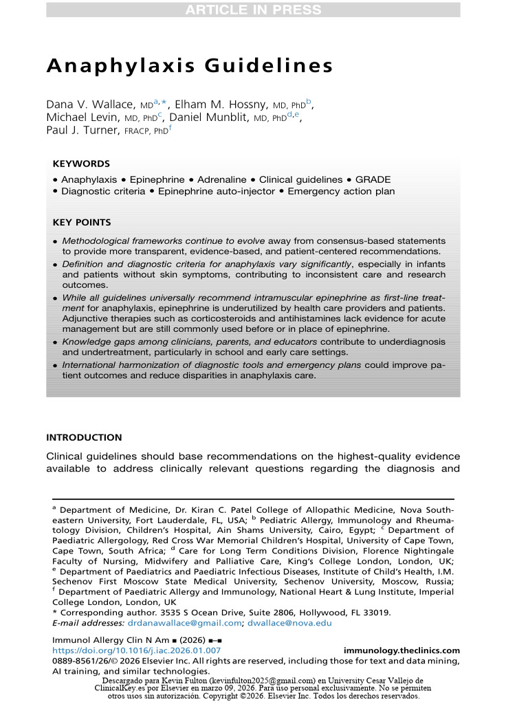 Anaphylaxis Guidelines | PDF | Allergy | Evidence Based Medicine