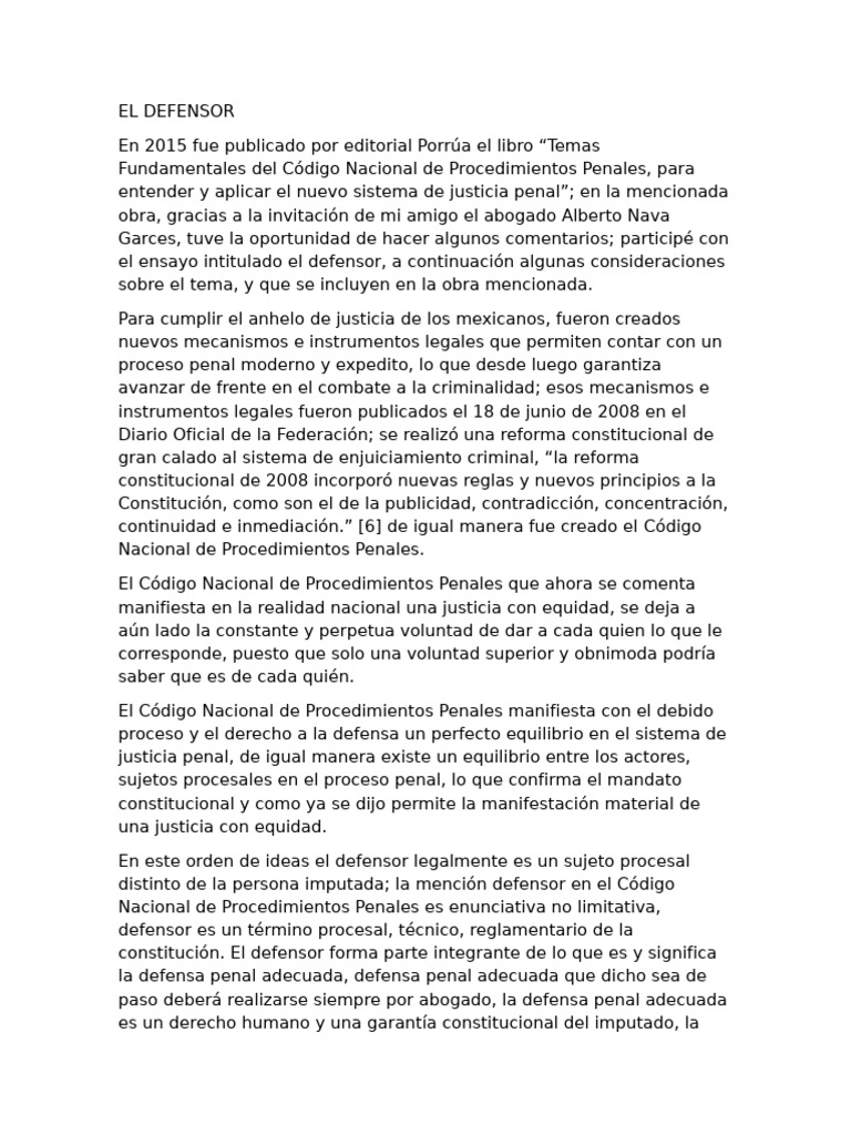 EL DEFENSOR | PDF | Ley procesal | Abogado