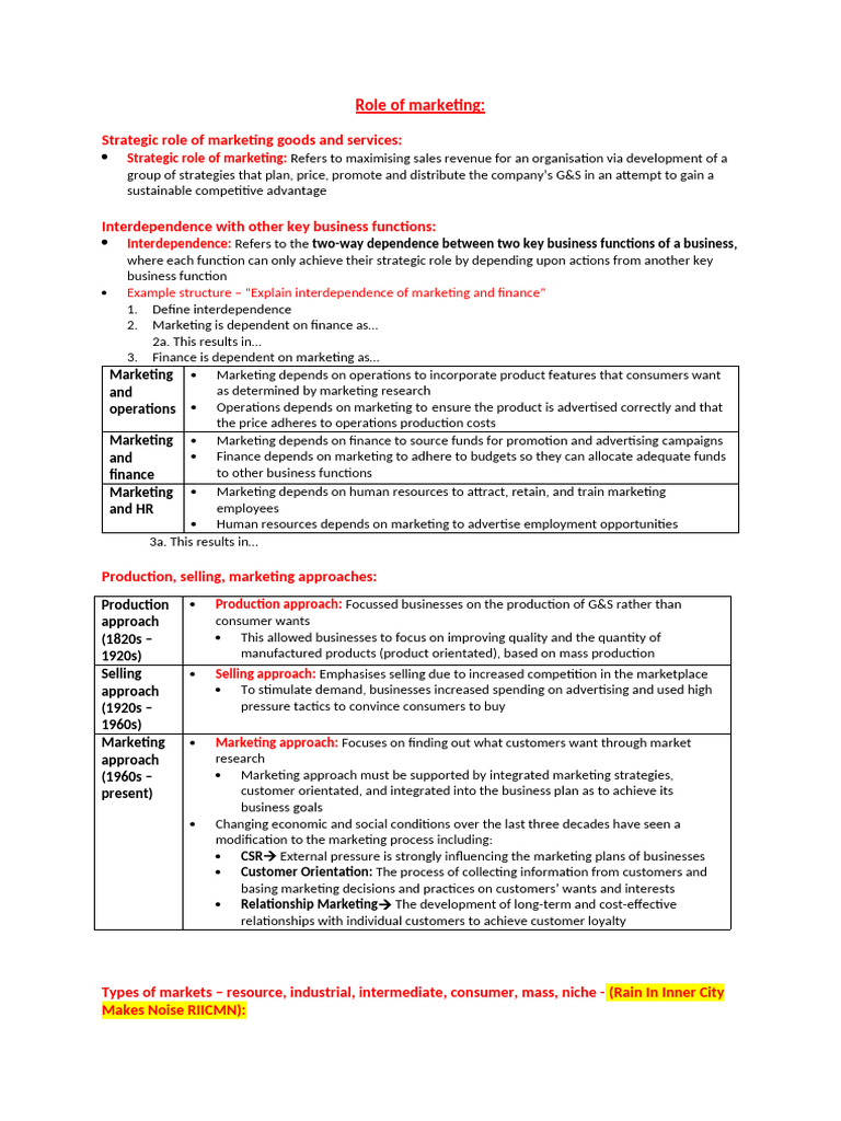 Marketing notes | PDF | Marketing | Pricing