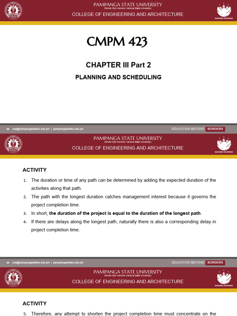 CHAPTER 3 -Part 2 - Planning and Scheudling | PDF | Project Management ...
