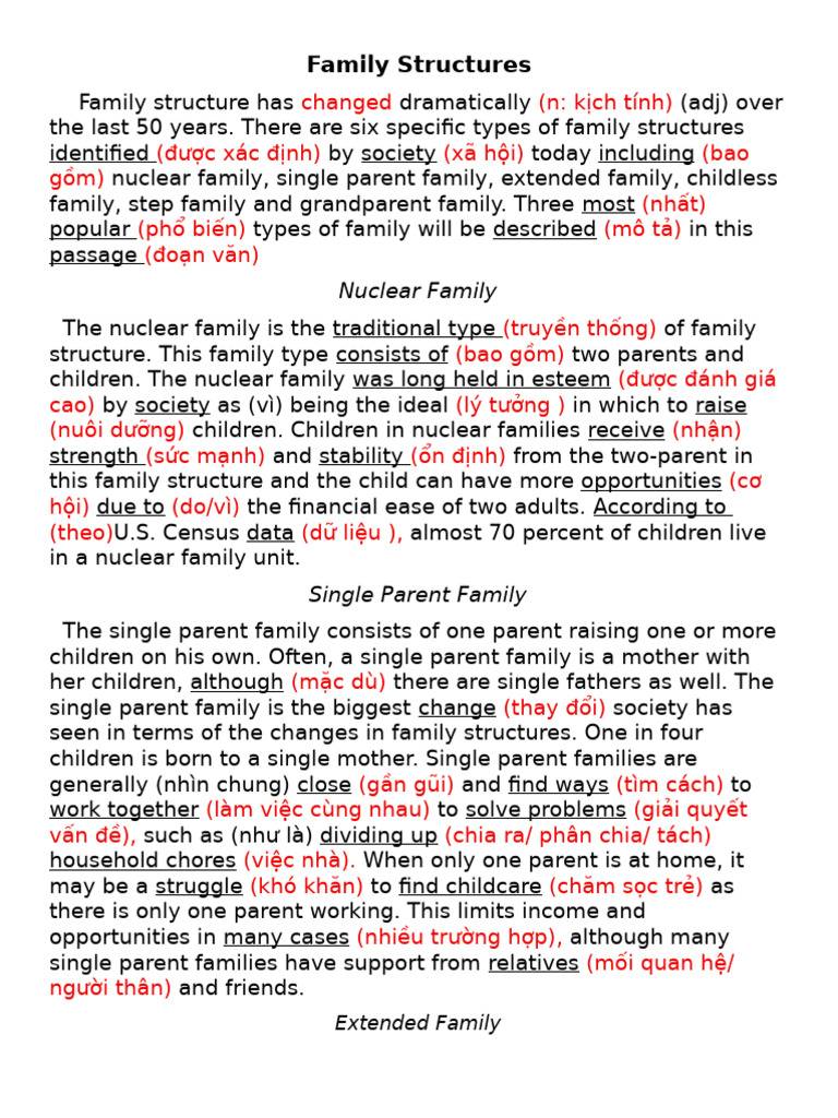 Bài 1_ Family Structures | PDF