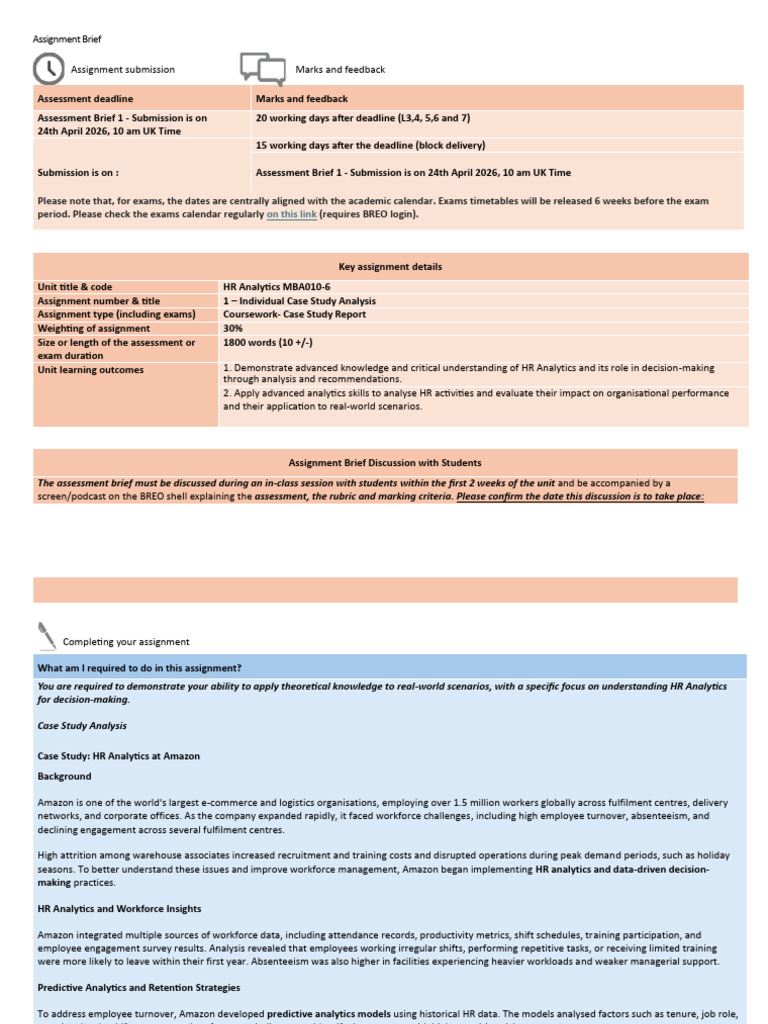 Assignment 1 Brief HR Analytics New | PDF | Analytics | Performance ...