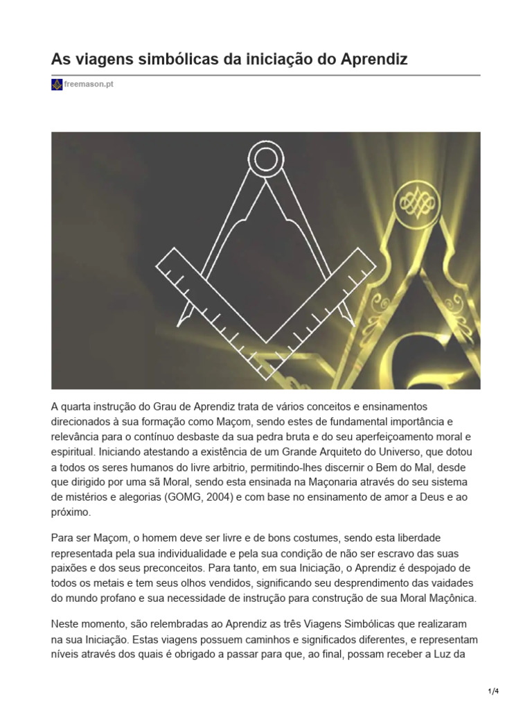 As Viagens Simbólicas Da Iniciação Do Aprendiz | PDF | Loja Maçônica ...
