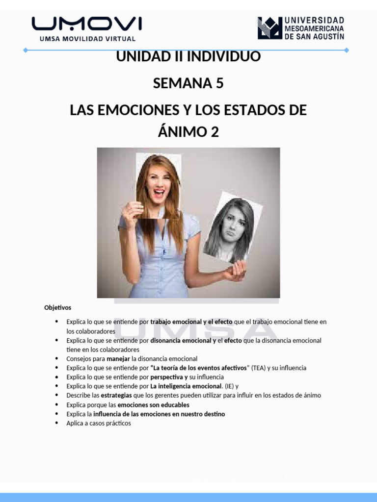 Lectura Semana 5 Las emociones y los Estados de ánimo (2) | PDF | Las ...