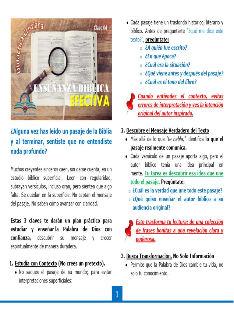 Clase 4 Enseñanza Biblica Eficaz | PDF | Biblia | Oración