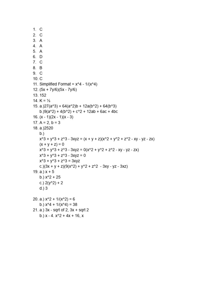 Polynomials Worksheet | PDF
