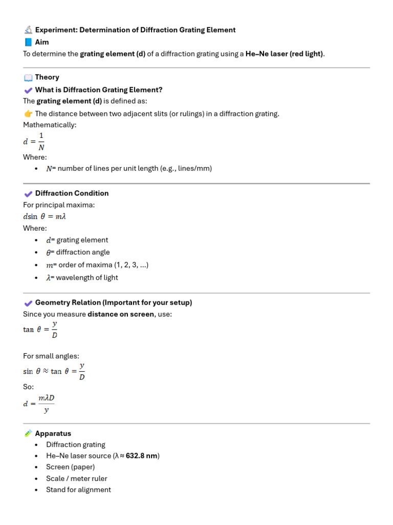 Experiment Find Differaction Elements | PDF | Diffraction | Light
