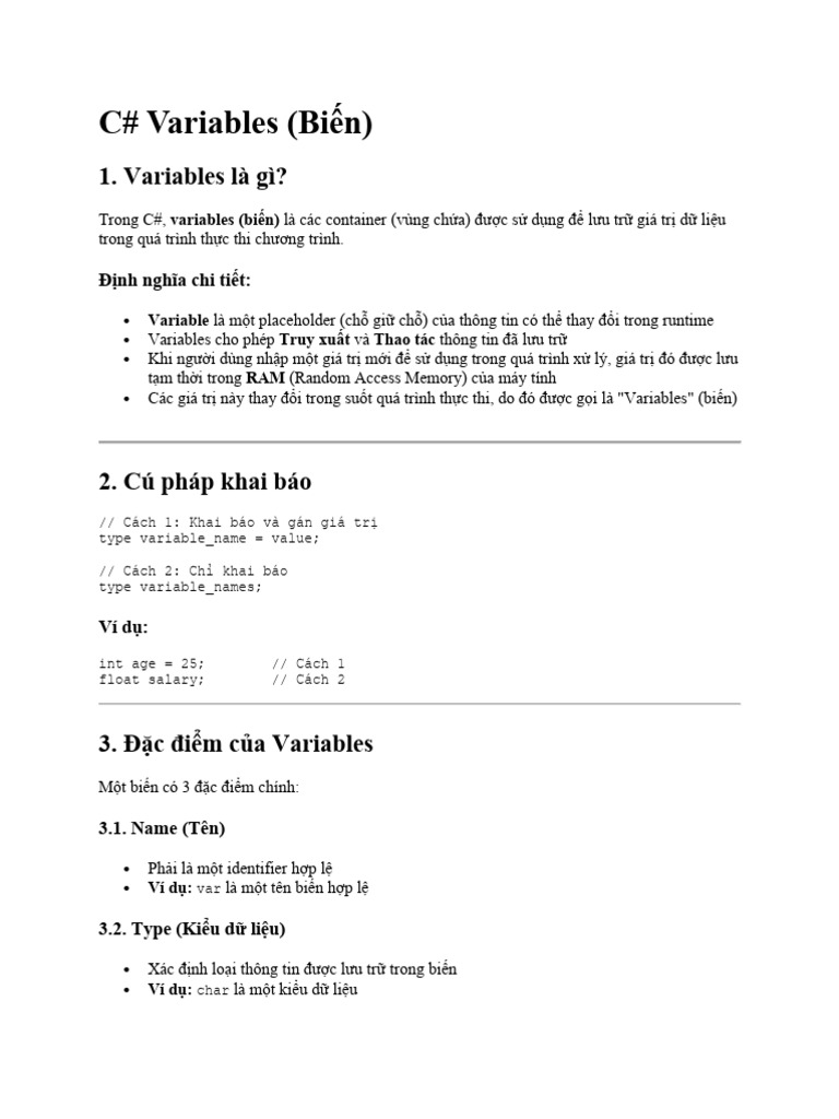 CSharp Variables | PDF