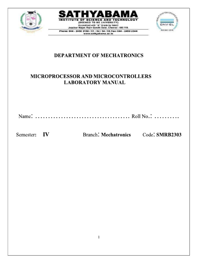 Microprocessor Lab Manual | PDF