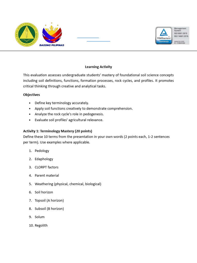 Learning Activity | PDF