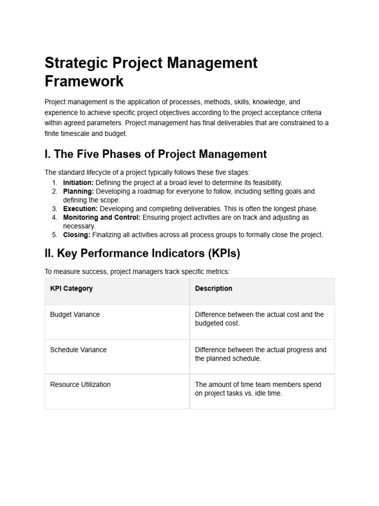 Strategic Project Management Framework | PDF